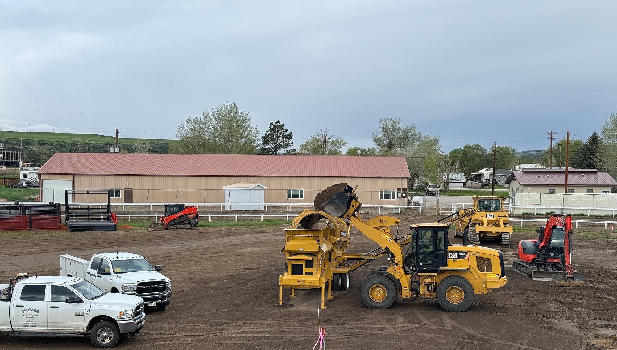 front loader and trucks